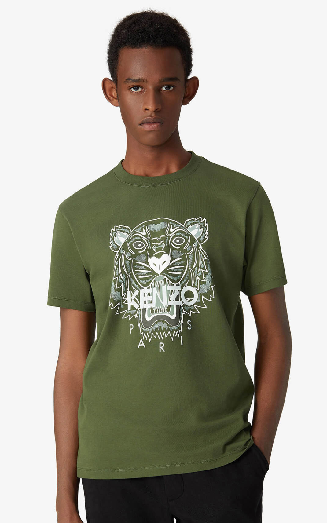 Kenzo Tiger T Shirt Dark Khaki For Mens 2584EPASJ